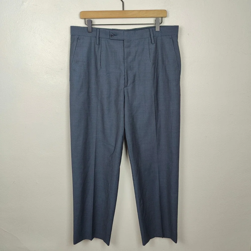 Dolce & Gabbana Dress Pants Mens 36‎ Blue Wool Blend Flat Front Career Casual
